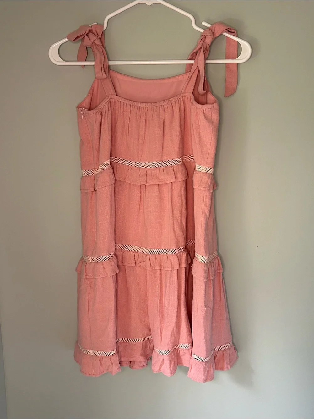 Hem & Thread Tiered Ruffle Tie Strap Layers Pink Small - Picture 7 of 10